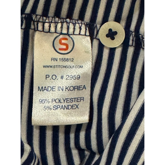 Stitch Golf Polo Shirt Mens XL Navy Blue White Striped Performance Casual - Picture 14 of 16